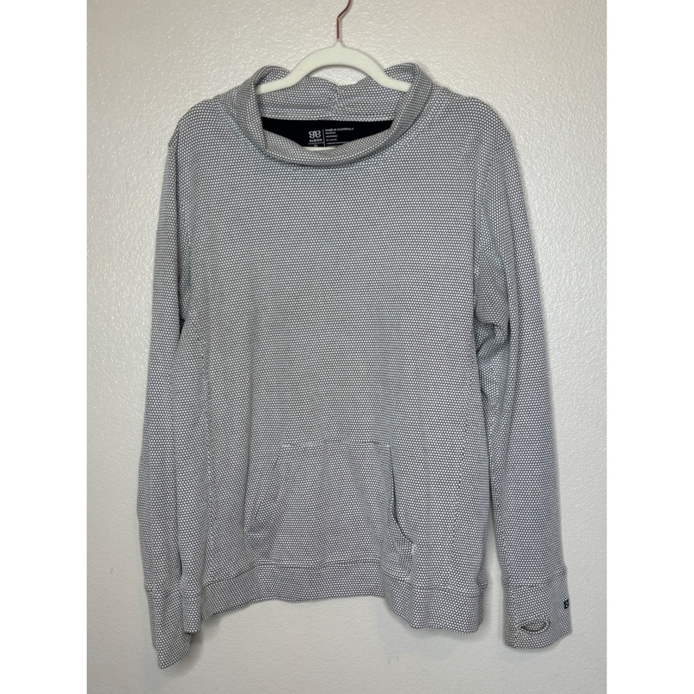 Albion Fit Jetsetter Cowl Neck Hoodie XL Black White Honeycomb Thumbholes Pocket